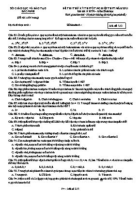 Đề thi thử Tốt nghiệp THPT môn Sinh học - Mã đề 213 - Năm học 2020-2021 - Sở giáo dục và đào tạo Bắc Ninh (Có đáp án)